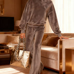 Nadorine Cozy Velour Sweatshirt Pants Set