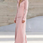 Stylish Casual Zip-up Maxi Dress