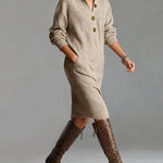 Elegant Pullover Knit Midi Dress