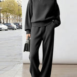 Urban Casual Ribbed Detail Sweatsuit Set