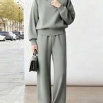 Urban Casual Ribbed Detail Sweatsuit Set