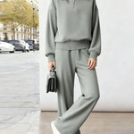 Urban Casual Ribbed Detail Sweatsuit Set