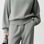 Urban Casual Ribbed Detail Sweatsuit Set