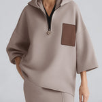 Nadorine Women's Casual Hoodie and Slit Skirt Matching Set