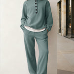 Urban Casual Button Design Tracksuit Set