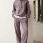 Urban Casual Button Design Tracksuit Set