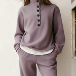 Urban Casual Button Design Tracksuit Set