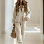 Nadorine Women's Casual Loose Sherpa Fleece Hooded Jumpsuit