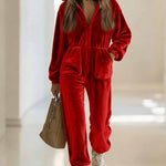 Luxe Cozy Velour Hooded Jumpsuit