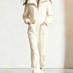 Urban Casual Plush Collar Jumpsuit