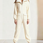 Urban Casual Plush Collar Jumpsuit