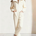 Urban Casual Plush Collar Jumpsuit