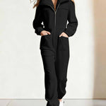 Urban Casual Plush Collar Jumpsuit