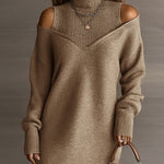 Trendy Off-Shoulder Patchwork Knit Dress