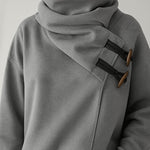Trendy Turtleneck Buckle Design Pullover Top