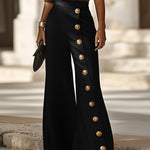 Vintage Button Accent Flare Pants
