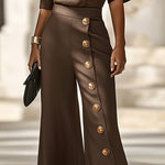Vintage Button Accent Flare Pants