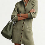 Vintage Textured Ribbed Knit Dress