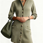 Vintage Textured Ribbed Knit Dress