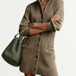 Vintage Textured Ribbed Knit Dress