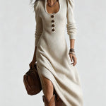 Nadorine Women's Boho Asymmetric Cut Ribbed Knit Dress