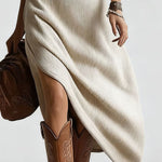 Nadorine Women's Boho Asymmetric Cut Ribbed Knit Dress