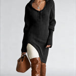 Nadorine Women's Boho Style Split Comfy Knit Dress