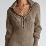 Nadorine Women's Boho Style Split Comfy Knit Dress