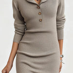 Nadorine Elegant Fitted Front Split Knit Dress for Women Casual Summer Vacation 2026