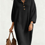 Nadorine Women's Casual Relaxed Drape Knit Midi Dress