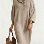 Nadorine Women's Casual Relaxed Drape Knit Midi Dress