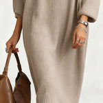 Nadorine Women's Casual Relaxed Drape Knit Midi Dress