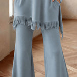 Nadorine Cozy Turtleneck Fringe Design Top Pants Set