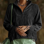 Vintage Fringe Suede Pullover Top