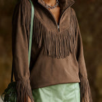 Vintage Fringe Suede Pullover Top