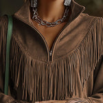 Vintage Fringe Suede Pullover Top