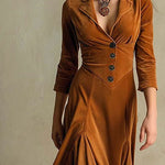Retro Velvet High Waist Maxi Dress
