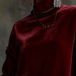 Velvet Lantern Sleeves Ruffle Dress