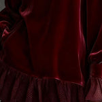 Velvet Lantern Sleeves Ruffle Dress