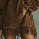 Vintage Suede Fringe Mini Dress