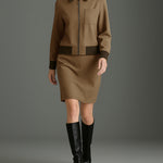 Nadorine Women's Chic Faux Suede Jacket and Mini Skirt Set