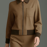 Nadorine Women's Chic Faux Suede Jacket and Mini Skirt Set
