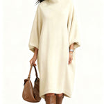 Nadorine Women's Comfort Turtleneck Balloon Sleeve Loose Dress