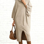 Elegant Textured Batwing Midi Dress