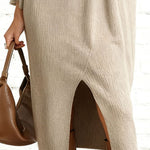 Elegant Textured Batwing Midi Dress