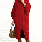 Elegant Textured Batwing Midi Dress