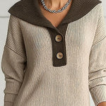 Everyday Color Block Collared Ribbed Dress