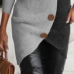 Urban Asymmetric Contrast Color Knit Dress