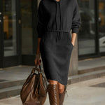 Nadorine Women's Casual Sporty Hooded Midi Dress