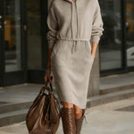 Nadorine Women's Casual Sporty Hooded Midi Dress